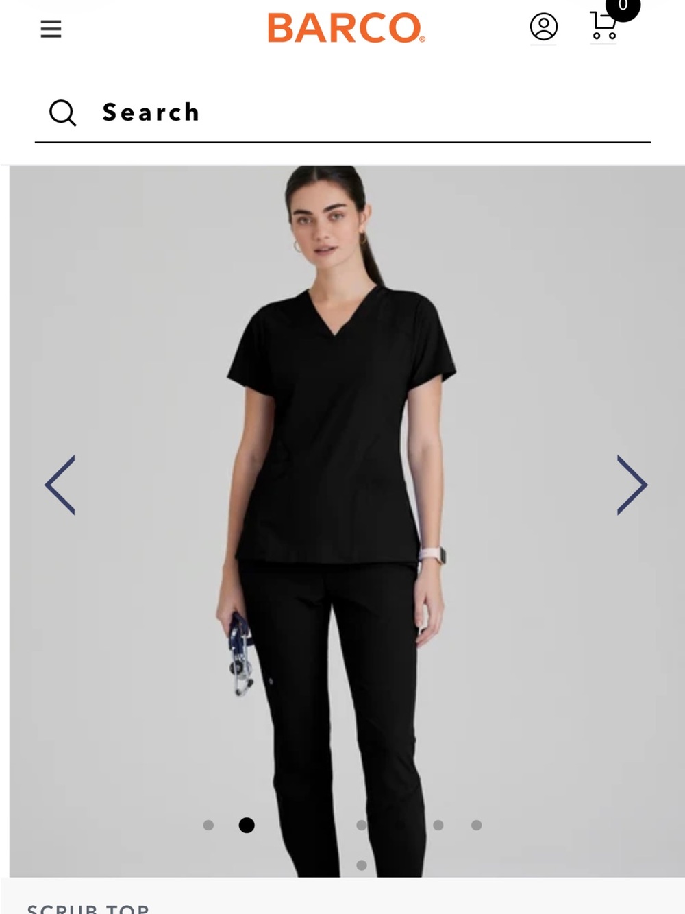 Barco Black V-Neck Scrub Top
